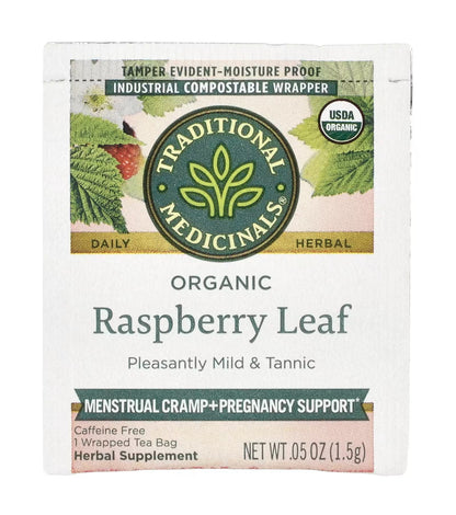 Traditional Medicinals Organic Raspberry Leaf Tea | Eases Menstrual Cramps & Supports a Healthy Pregnancy | 48 Tea Bags; Exp 03/2027