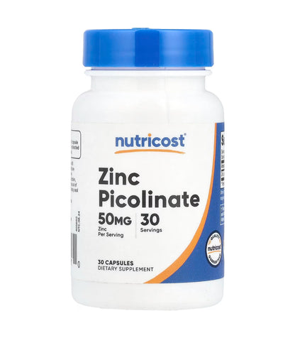 Nutricost Zinc Picolinate 50mg | Supports Hormone Health | Boosts Immune System | Extra Strength | 30 Capsules; Exp 07/2027