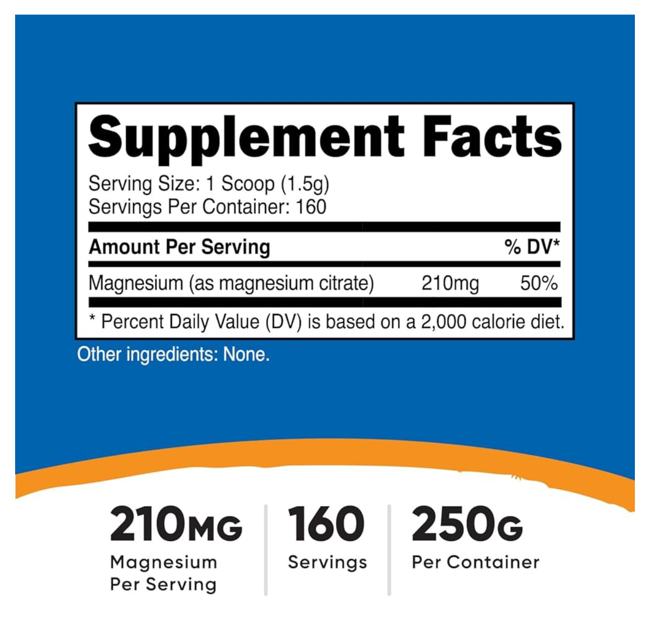 Nutricost Magnesium Citrate Powder | 210 mg Magnesium Per Serving | 160 Servings per Container | 8.9oz/250g; Exp 07/2027