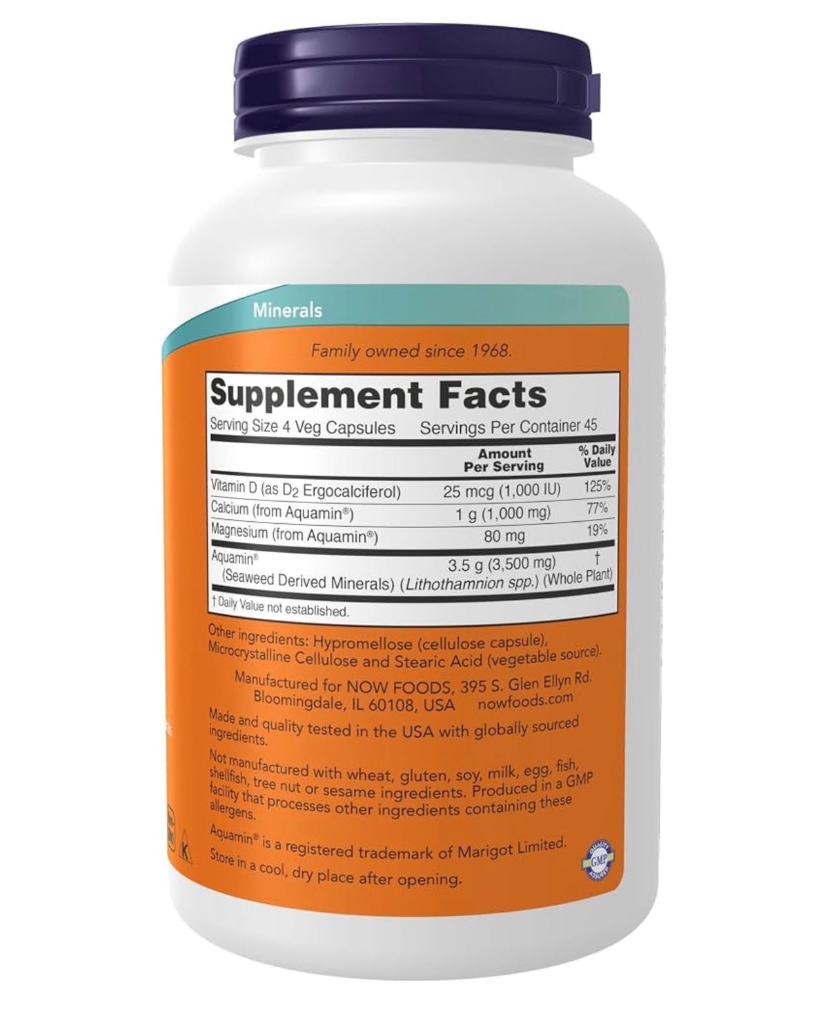 NOW Red Mineral Algae Plus Vitamin D-2 | Vegetarian Calcium & Magnesium | Supports Joint Health | 180 Capsules; 07/2028