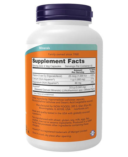 NOW Red Mineral Algae Plus Vitamin D-2 | Vegetarian Calcium & Magnesium | Supports Joint Health | 180 Capsules; 07/2028