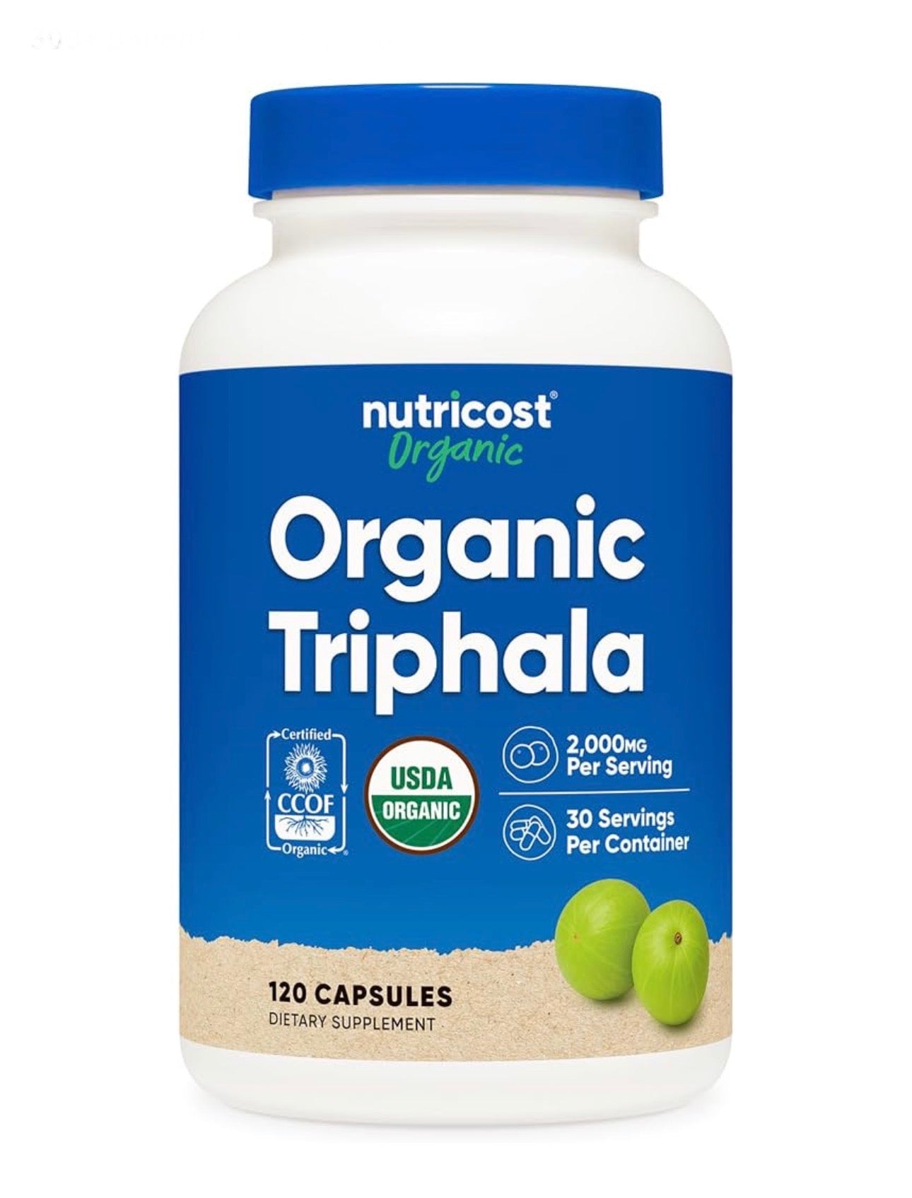 Nutricost Organic Triphala 2,000mg | Ayurvedic Digestive Cleanser, Tonifier & Digestive Support | 120 Capsules; Exp 10/2028