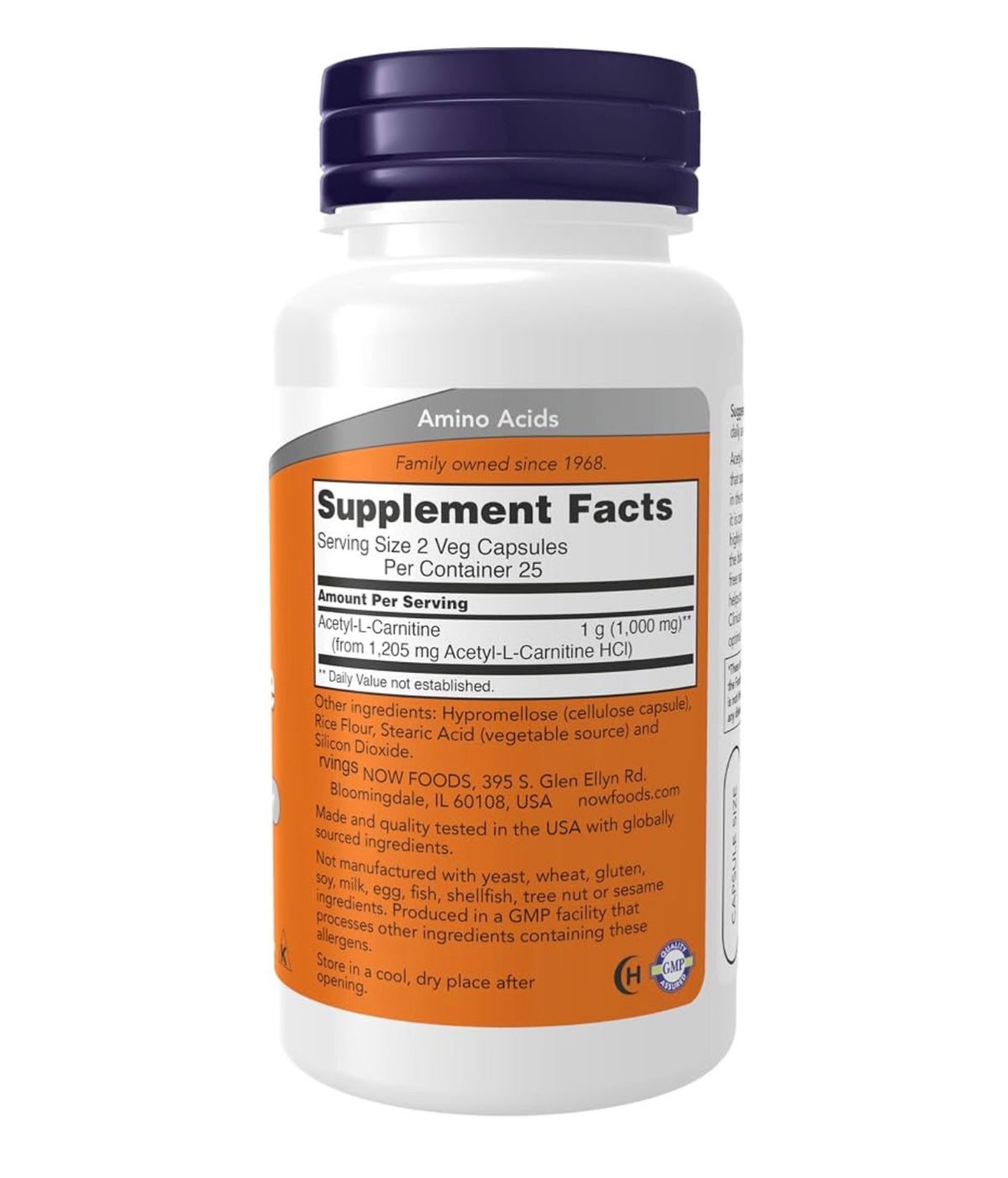 NOW Acetyl-L Carnitine 500mg | Suports Brain & Nerve Cell Function |50 Capsules; Exp 05/2030