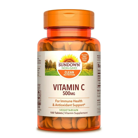 Sundown Vitamin C 500mg | Vit C as Ascorbic Acid | For Immune Health & Antioxidant Support | 100 Tablets, Exp 10/2025