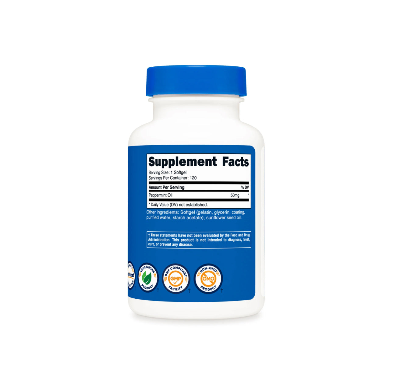 Nutricost Peppermint Oil 50mg | Freshens Breath | Improves Digestion | Calms Gastrointestinal Tract Upset | 120 Softgels; Exp 09/2027