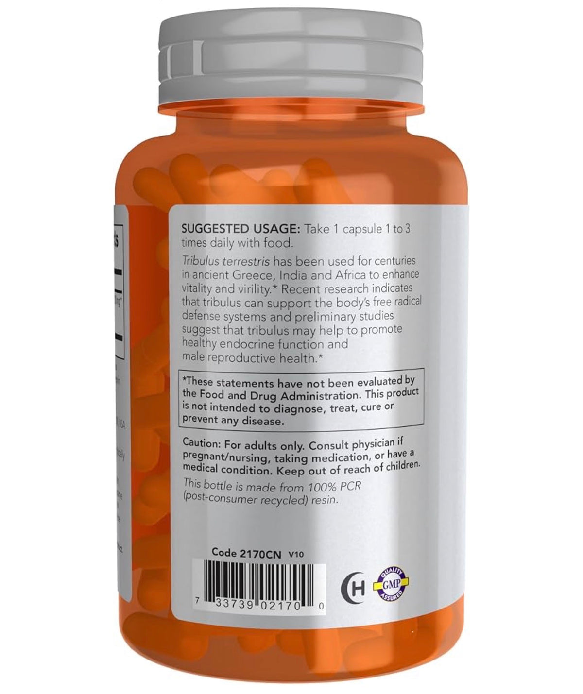 NOW Tribulus terrestris 500 mg | Enhances Vitality & Virility| 100 Capsules; Exp 06/2031