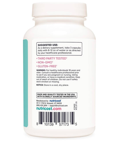 Nutricost Calcium (600mg) + Vitamin D3 (12.5mcg) for Women | Promotes Heathy Bones | 180 Capsules; Exp 02/2028