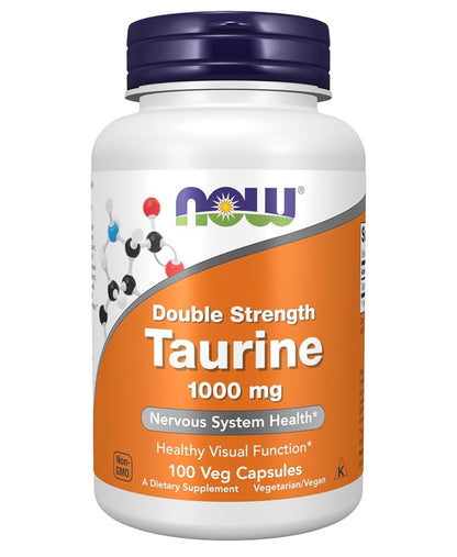 NOW Taurine 1000 mg | Double Strength | Promotes Healthy Visual Function & Supports Nervous System Health | 100 Capsules; Exp 07/2029