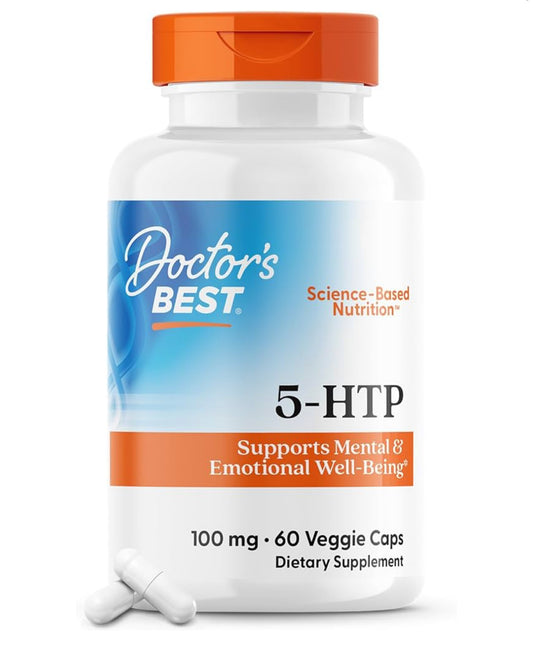 Doctor's Best 5-HTP  (5-hydroxy L-tryptophan) 100 mg | Promotes Healthy Sleep | 60 Capsules; Exp 02/2027