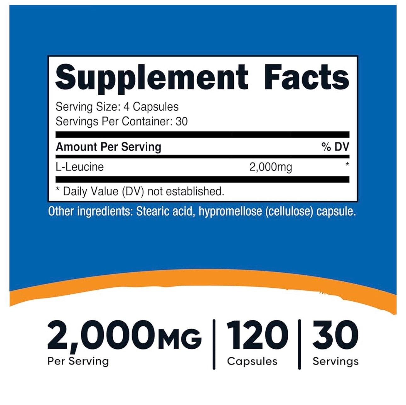 Nutricost L-Leucine 2000mg | Increases Muscle Growth & Lean Body Mass | 120 Capsules; Exp 10/2028