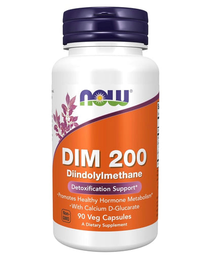 NOW DIM 200 (Diindolylmethane) with Calcium D-Glucarate | Promotes Healthy Hormone Metabolism | 90 Capsules; Exp 06/2029