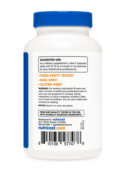 Nutricost L-Lysine + Monolaurin 600mg | 1:1 Ratio | 120 Capsules; Exp 10/2028