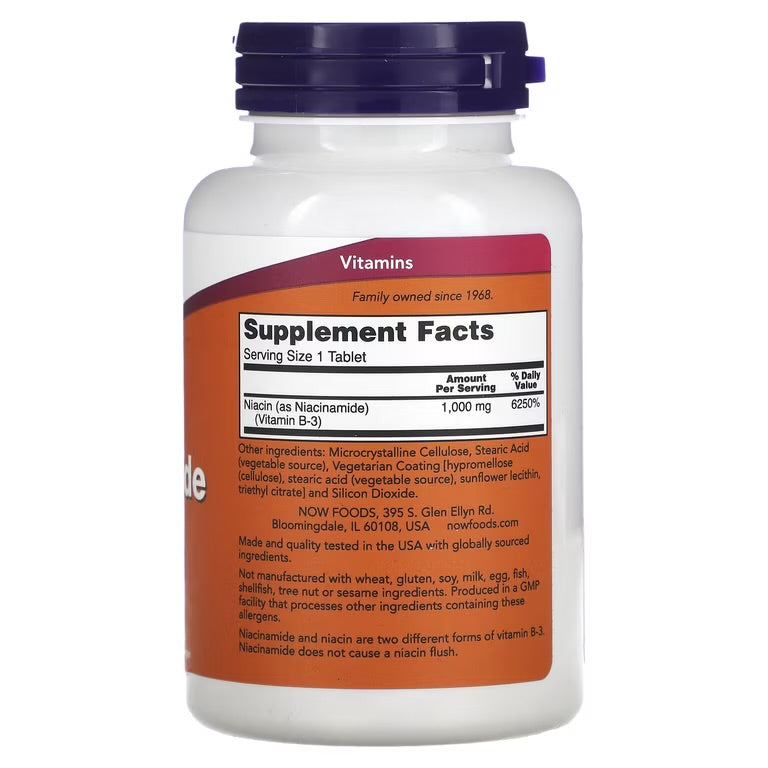 NOW Niacinamide 1000mg Vitamin B3 | No Flush | Supports Energy Production | 90 Tablets; Exp 02/2028