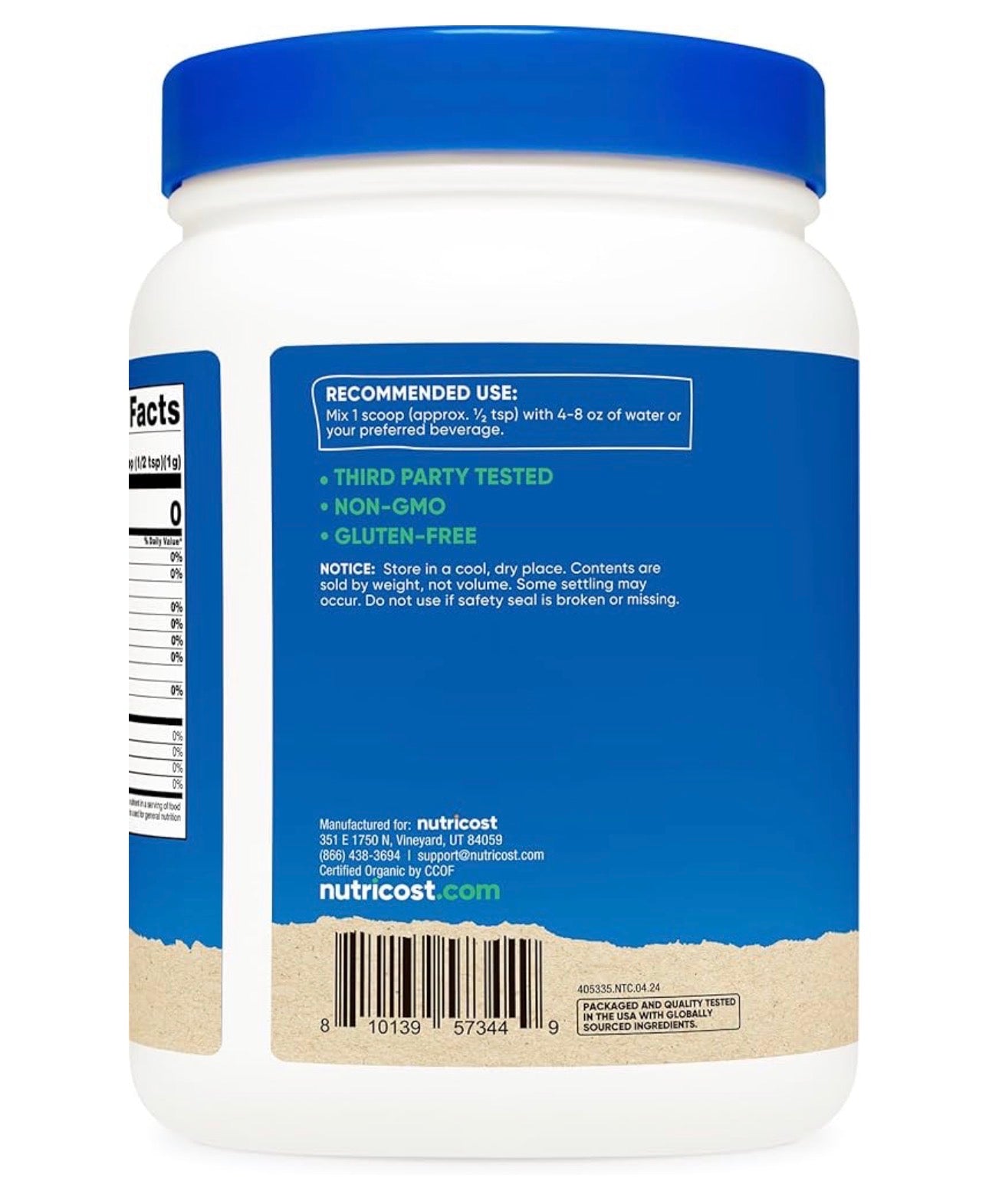 Nutricost Pure Organic Kale Powder | Nutrient-Dense Supergreen | 1 lb/454g; Exp 09/2028
