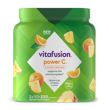 Vitafusion Power C Vitamin C Gummies | Immune Support | For Healthy Glowing Skin | Orange Flavored | 220 Gummies; Exp 11/2025