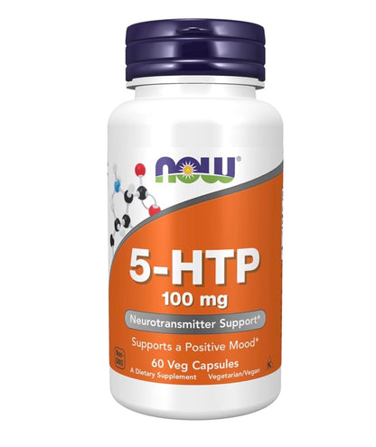 NOW 5-HTP 100mg (5-hydroxytryptophan) | Mood Support | Neurotransmitter Support | 60 Capsules; Exp 03/2031