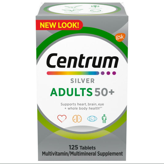 Centrum Silver Adult 50+ | Multivitamin & Multimineral Supplements | For Men & Women Aged 50 & Above | 125 Tablets; Exp 06/2026