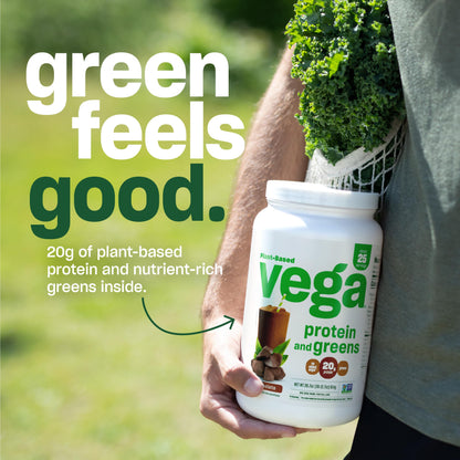 Vega Protein and Greens Protein Powder |  20g Plant Based Protein Plus Veggies | Vegan | Pea Protein for Women and Men | 16 Servings | CHOCOLATE 1.2lbs/521g; Exp Aug/2025