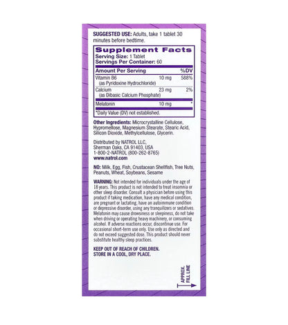 Natrol Melatonin 10mg Advanced | With Vitamin B6 | for Restful Sleep | Time Release | 60 Tablets, Exp 05/2026