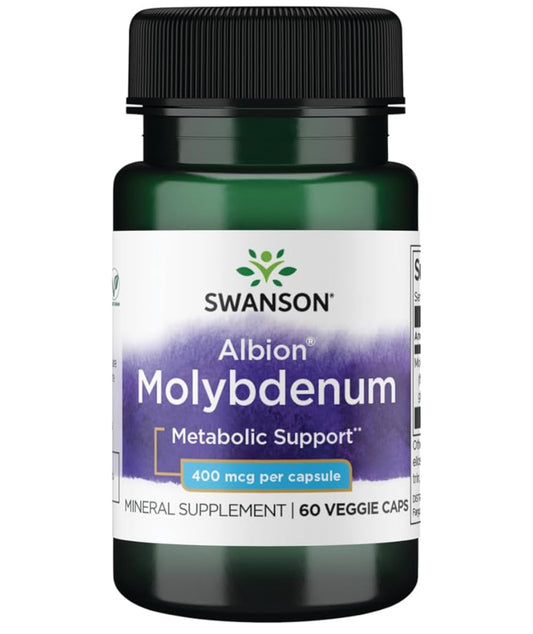Swanson Albion Chelated Molybdenum 400 mcg | Metabolic Support | 60 Capsules; Exp 03/2028