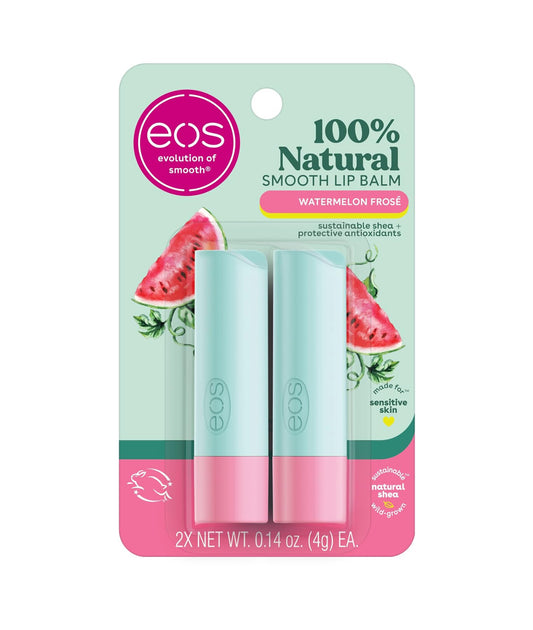 eos 100% Natural Lip Balm - Watermelon Frosé Flavor | All-Day Moisture Lip Care | 2 x 0.14oz 2 Pack