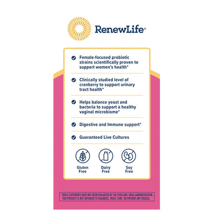 RenewLife Ultimate Flora Vaginal & Urinary Complete | 30 Day Supply | Plus Probiotic and Cranberry | 60 Delayed Release Capsules; Exp 05/2025