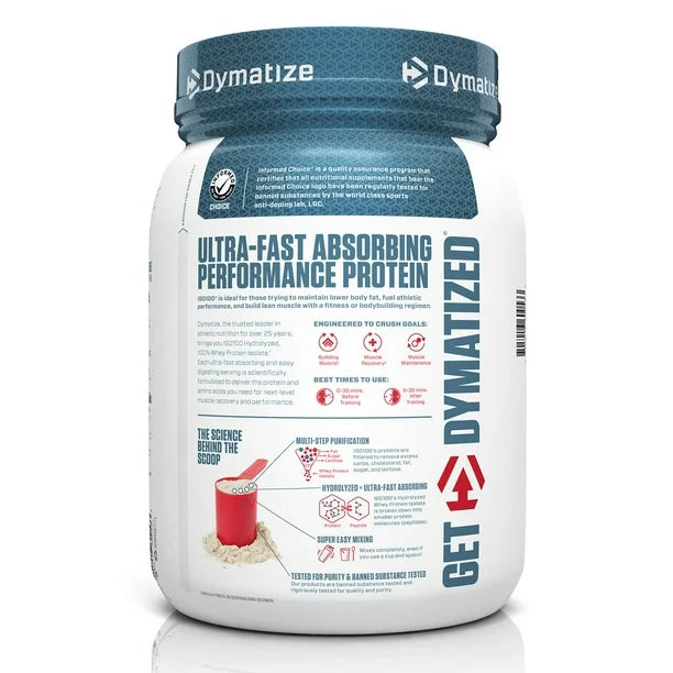 Dymatize ISO100® Hydrolyzed, 100% Whey Protein Isolate | 25g of Protein, 5.5g BCAAs, 2.6g Leucine | Utra-Fast Absorbing Performance Protein | Gourmet Vanilla Flavor~25.7 oz (730 g); Exp 05/2026