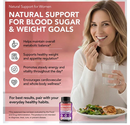 Intimate Rose Berberine + Ceylon Cinnamon & Chromium GTF | Berberine HCL 1000 mg, Ceylon Cinnamon Extract (10:1) 500 mg, Chromium Polynicotinate 1000 mcg | 90 Capsules; Exp 10/2027