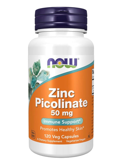 NOW Zinc Picolinate 50mg | Supports Enzyme Functions & Hormone Balance | Immune Support | 120 Capsules; Exp 06/2031