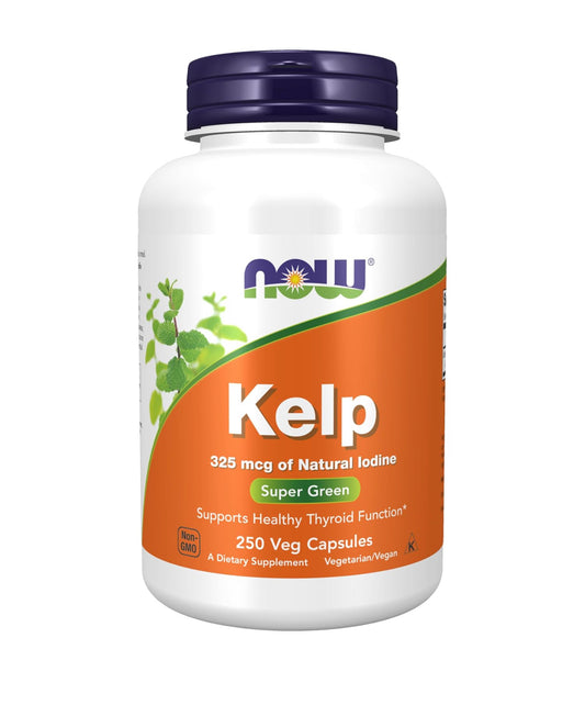 NOW Kelp | 325 mcg of Natural Iodine | Supports Healthy Thyroid Function | Super Green | 250 Tablets;  Exp 04/2027 ❗️Stained -See last picture