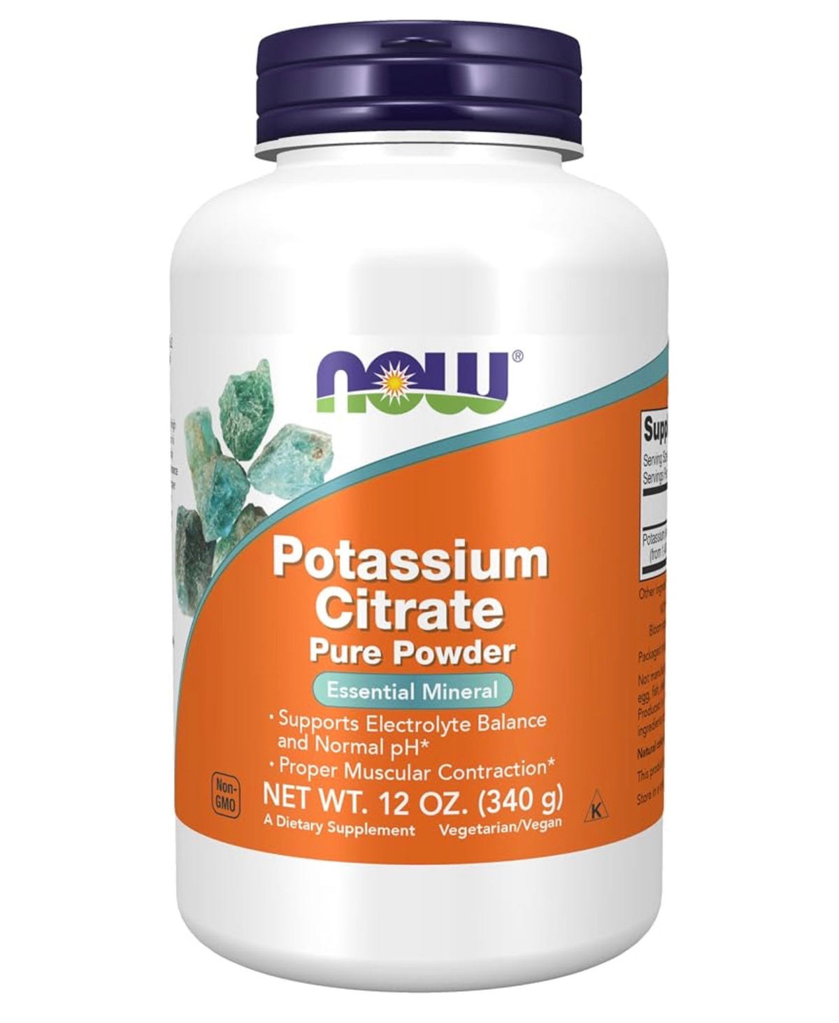 NOW Potassium Citrate Powder | Supports Electrolyte Balance & Normal pH | 12oz/340g; Exp 04/2030