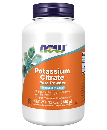 NOW Potassium Citrate Powder | Supports Electrolyte Balance & Normal pH | 12oz/340g; Exp 04/2030