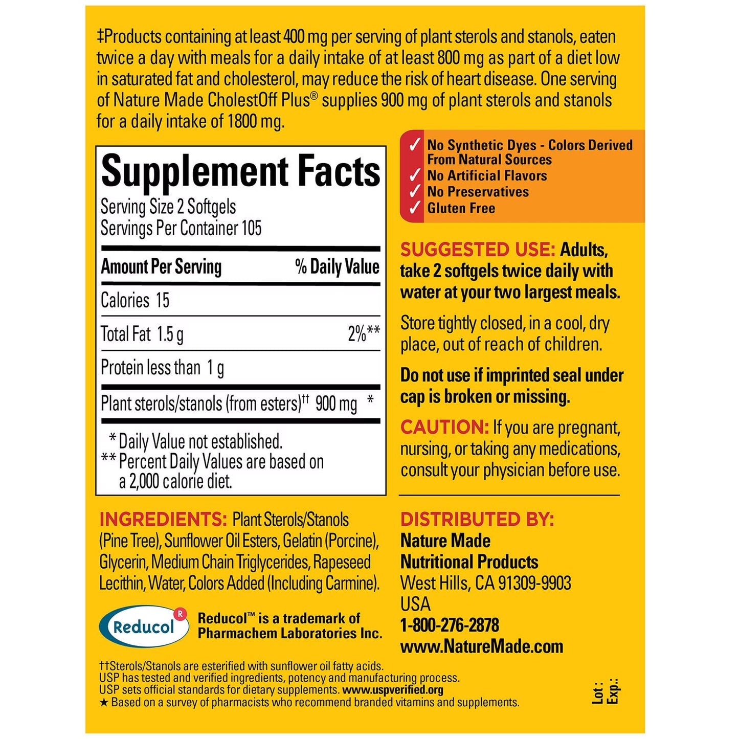 Nature Made CholestOff Plus | Reduces the Absorption of Dietary Cholesterol into the Bloodstream | 210 Softgels; Exp 09/2027