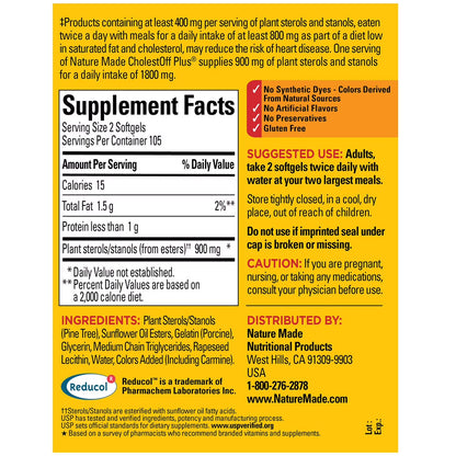 Nature Made CholestOff Plus | Reduces the Absorption of Dietary Cholesterol into the Bloodstream | 210 Softgels; Exp 09/2027