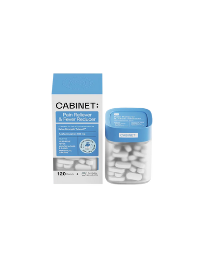 Cabinet 500mg Acetaminophen | Compares to Extra Strength Tylenol | Headache Relief, Toothaches, Sore Throat, and Fever Reducer | 120 Tablets; Exp 11/2025