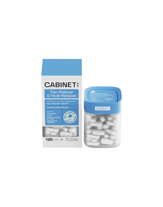 Cabinet 500mg Acetaminophen | Compares to Extra Strength Tylenol | Headache Relief, Toothaches, Sore Throat, and Fever Reducer | 120 Tablets; Exp 11/2025
