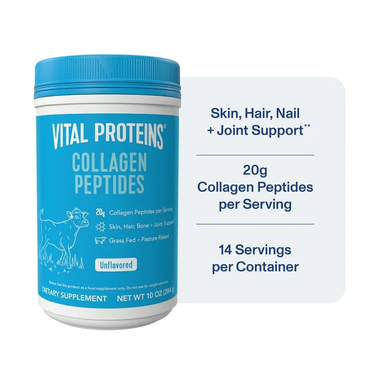 Vital Proteins Collagen Peptides | 20grams of Collagen | Unflavored | 10 oz./ 284g - Exp SMUDGED Nov/2029 - See last picture