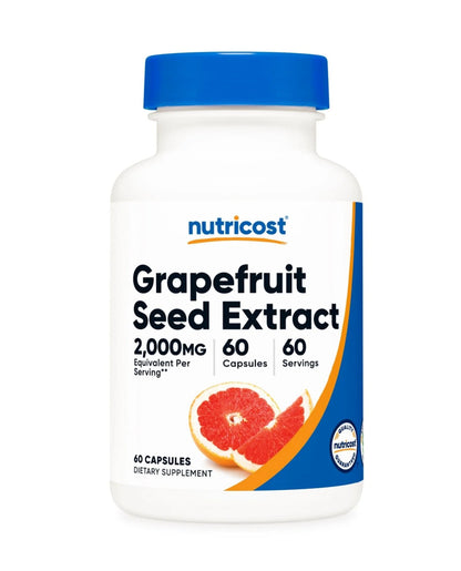Nutricost Grapefruit Seed Extract 2000mg | Promotes the Balance of Intestinal Micro Flora | Supports Healthy GI Function & Comfort. 60 Capsules; Exp 12/2027