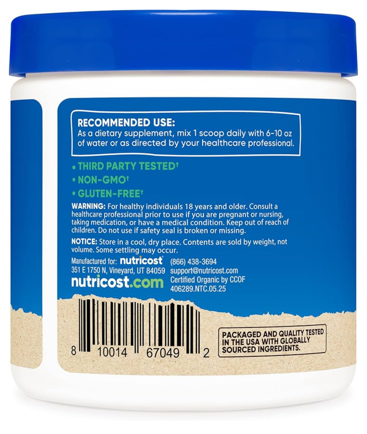 Nutricost 100% Organic Lion's Mane Mushroom Powder | 1000mg per Serving | 113 Servings | 100% Fruiting Body | 4oz/113g; Exp 11/2028