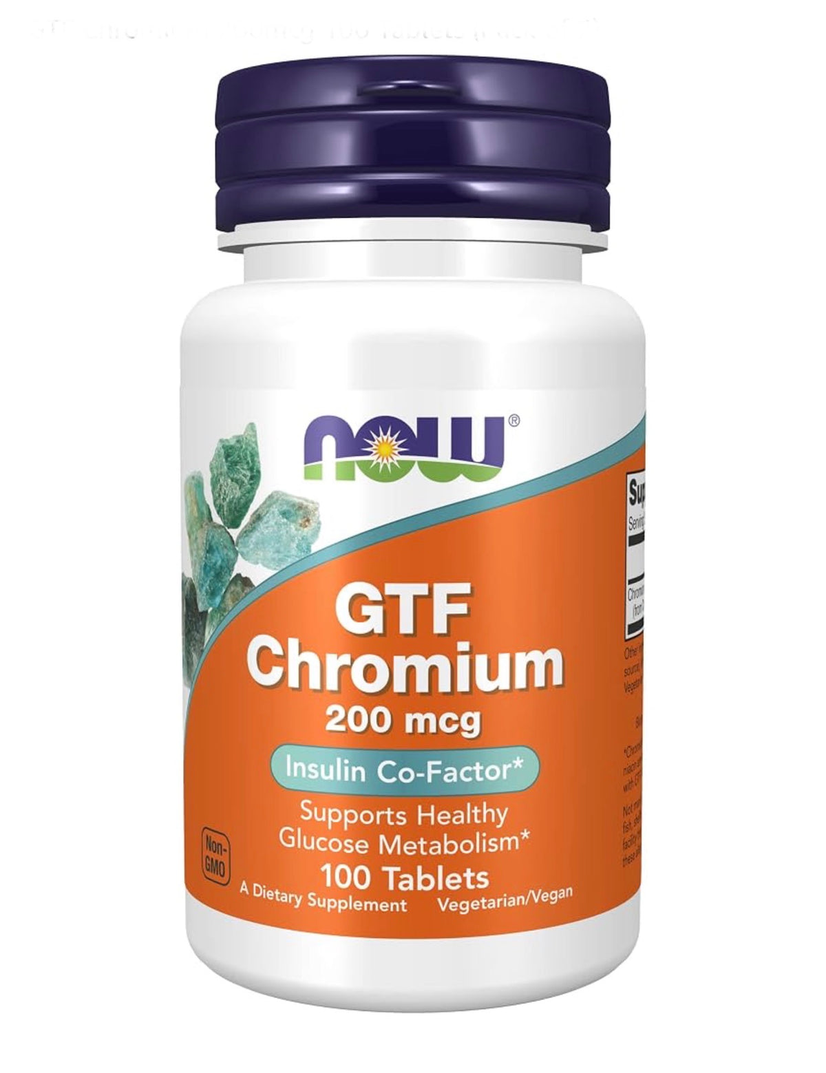NOW GTF Chromium 200 mcg | Bioactive Chelated Chromium | Insulin Co-Factor | Supports Healthy Glucose Metabolism | 100 Capsules; Exp 04/2031