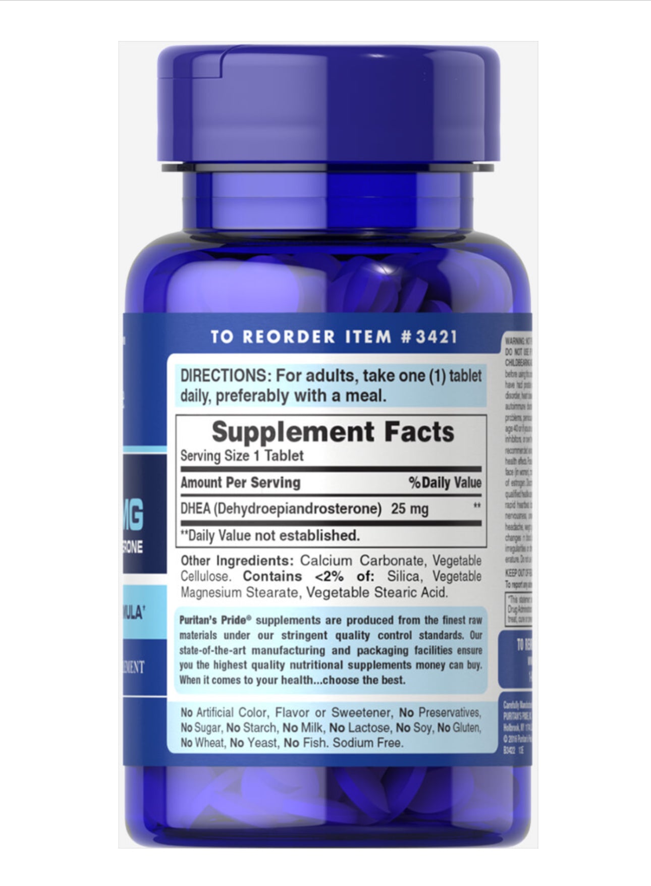 Puritan’s Pride DHEA 25 mg (Dehydroepiandrosterone) | Optimizes the Immune System | For Energy Support & Healthy Aging | 100 Capsules; Exp 06/2027