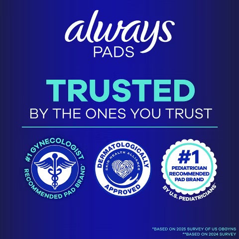 Always Maxi Sanitary Pad Size 5 | for Extra Heavy Flow | Prevents Unwanted Odors with OdorLOCK | Overnight Pads with Wings ~ Unscented; 33 Pads
