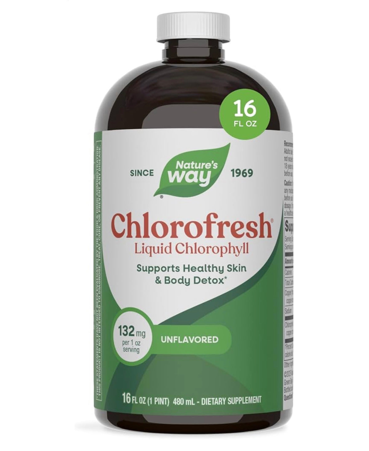 Nature’s Way Chlorofresh® Liquid Chlorophyll Supplement | Internal Deodorant | 𝗨𝗡𝗙𝗟𝗔𝗩𝗢𝗥𝗘𝗗 ~ 16oz/480ml; Exp 02/2028 *New Look