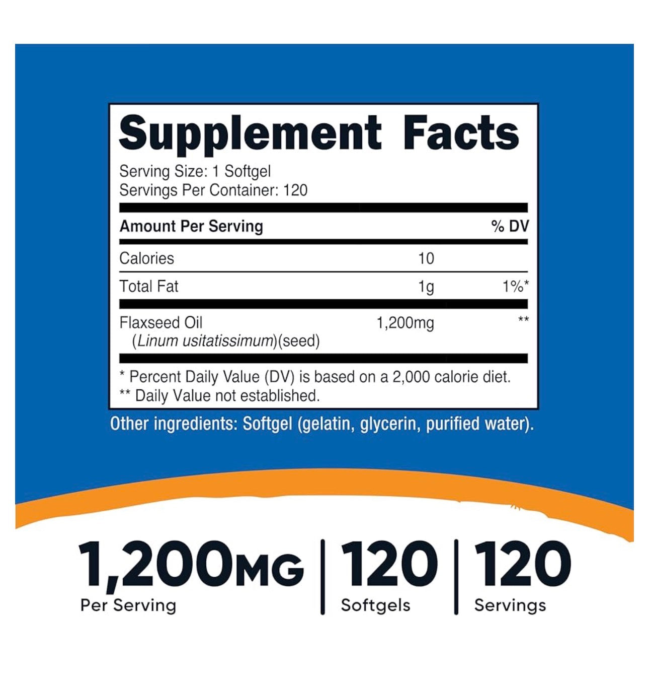 Nutricost Flaxseed Oil 1200mg | Supports Cardiovascular | Promotes Healthy Skin | 120 Softgels; Exp 11/2028
