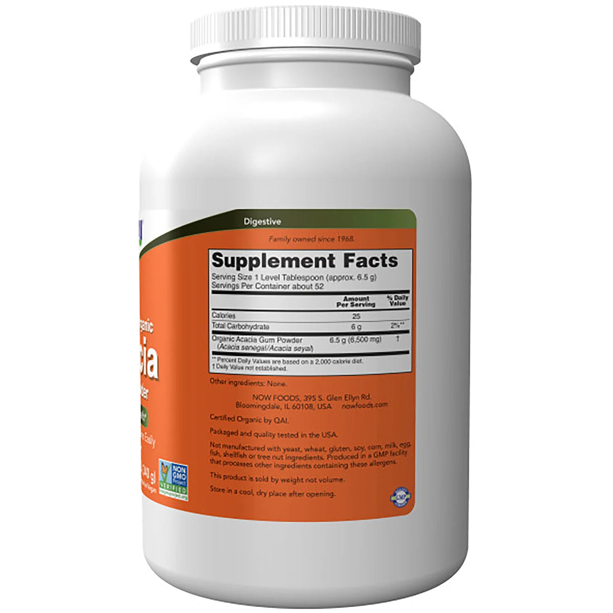 NOW Pure Acacia Fiber Powder | Soluble Fibre | Supports Gut Health | 12oz/340g; Exp 03/2030