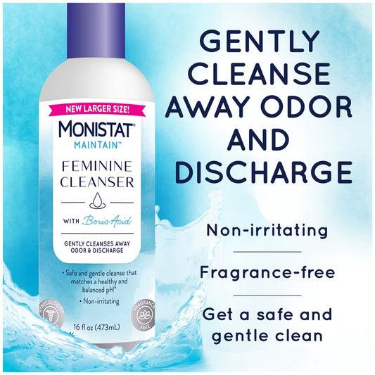 Monistat Boric Acid Feminine Cleanser | Fragrance-Free Vagina Wash | 16 Fl.oz/473ml