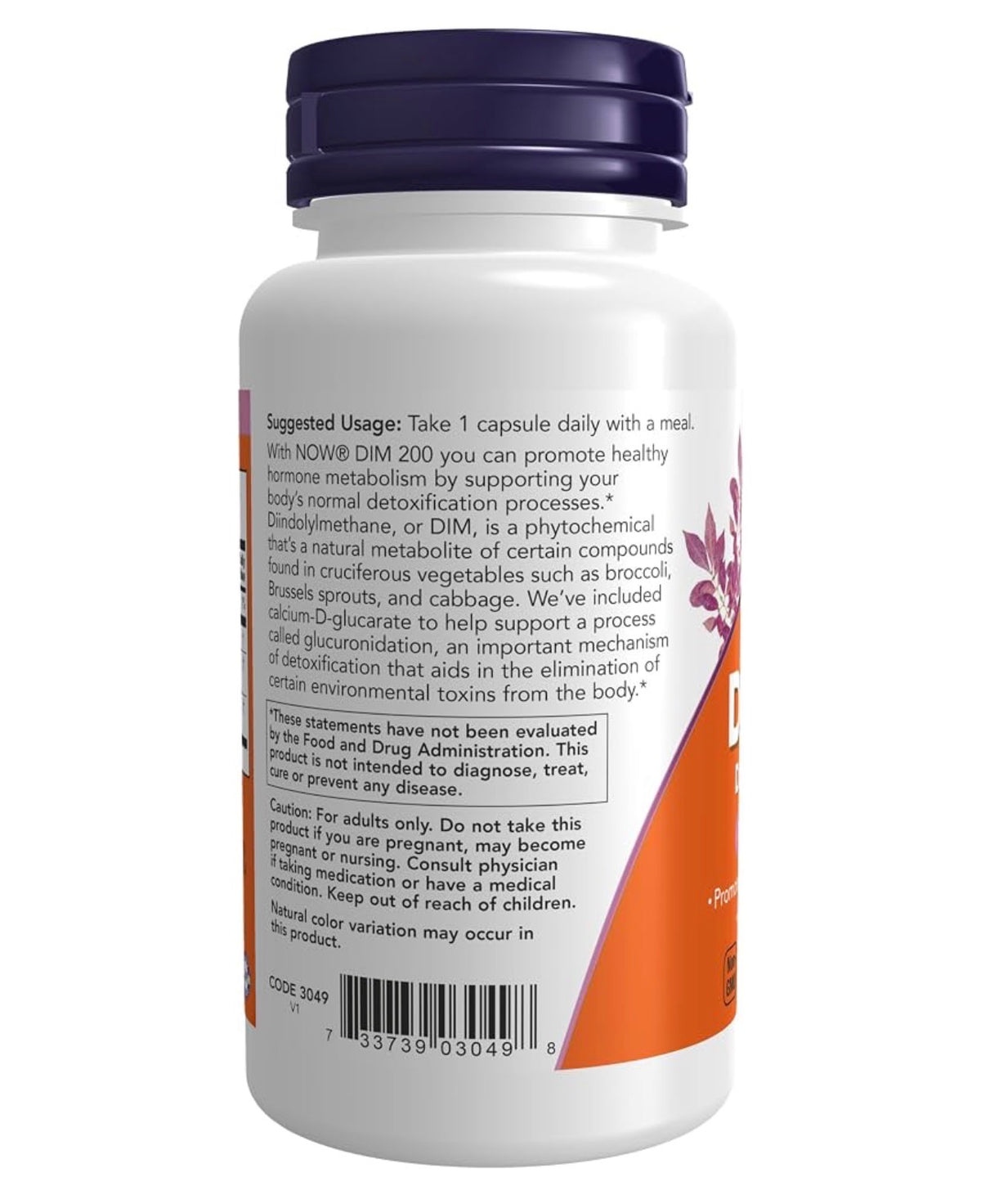 NOW DIM 200 (Diindolylmethane) with Calcium D-Glucarate | Promotes Healthy Hormone Metabolism | 90 Capsules; Exp 06/2029