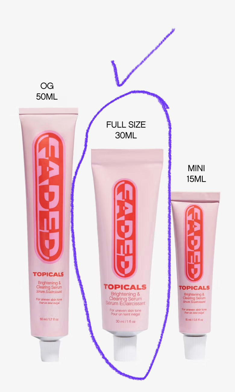 Topicals Faded Brightening Serum For Dark Spots + Discoloration | Clears Hyperpigmentation | 30ml (Medium size)