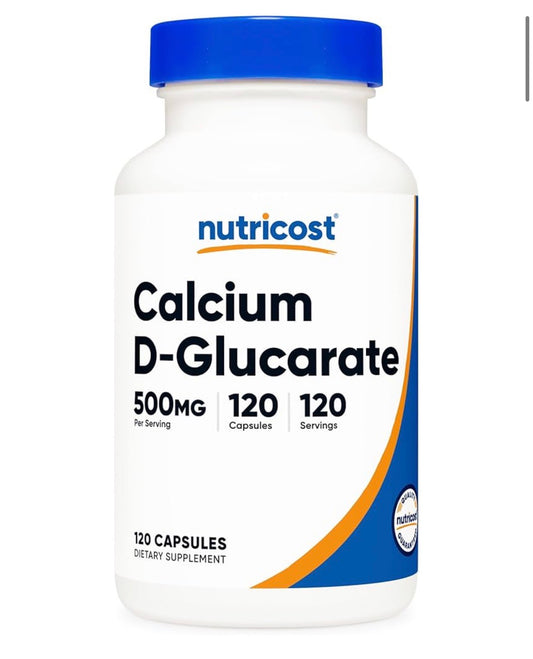 Nutricost Calcium D-Glucarate 500mg | Promotes a Healthy Inflammatory Response | Provides Healthy Detoxification Support 120 Capsules; Exp 02/2029
