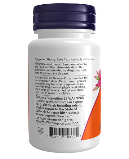 NOW Vitamin A 10,000iu (3000mcg) | Supports Eye Health | 100 Softgels; Exp 07/2028